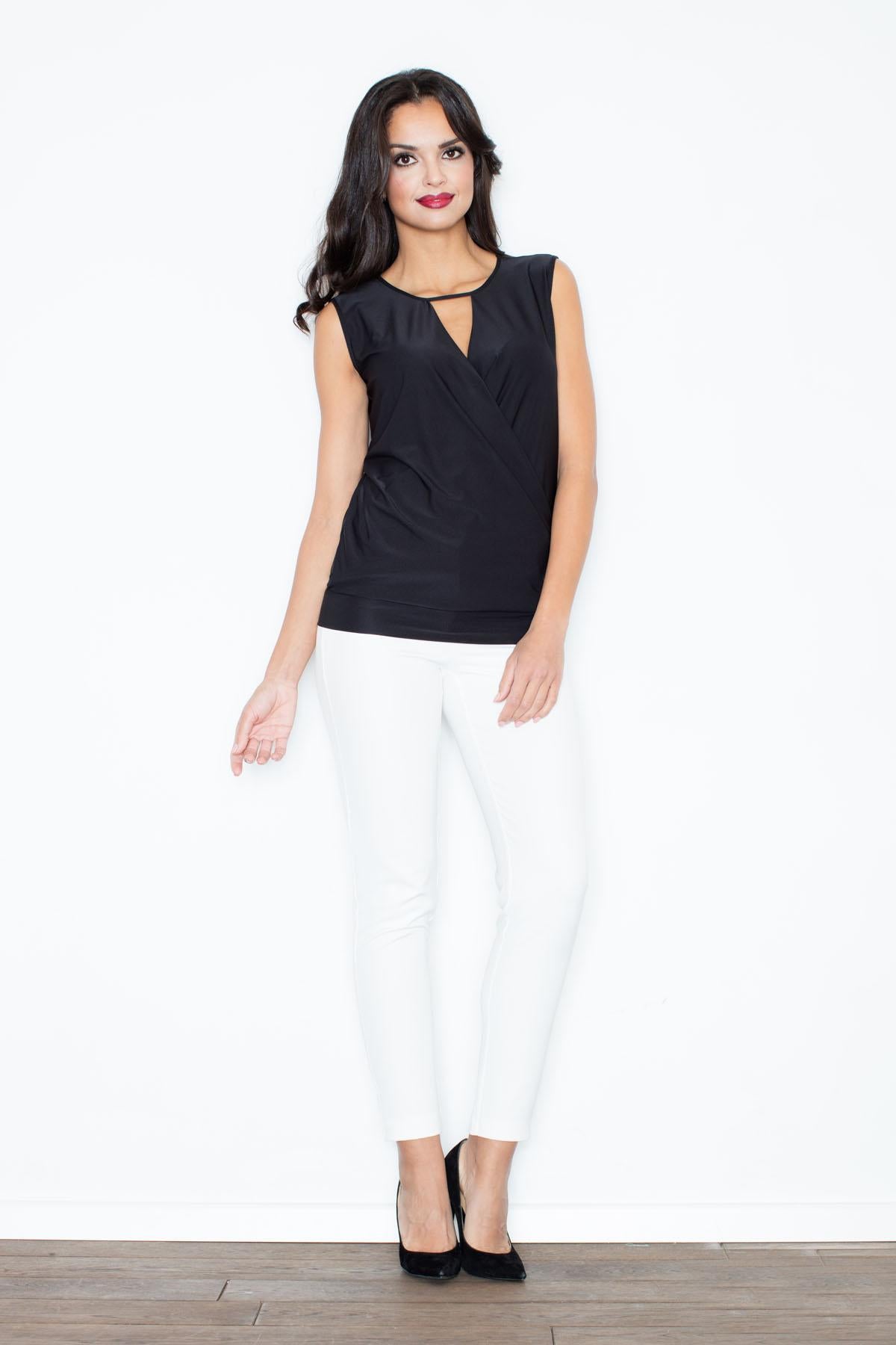 Figl Black Round Neck Sleeveless Blouse - view 2