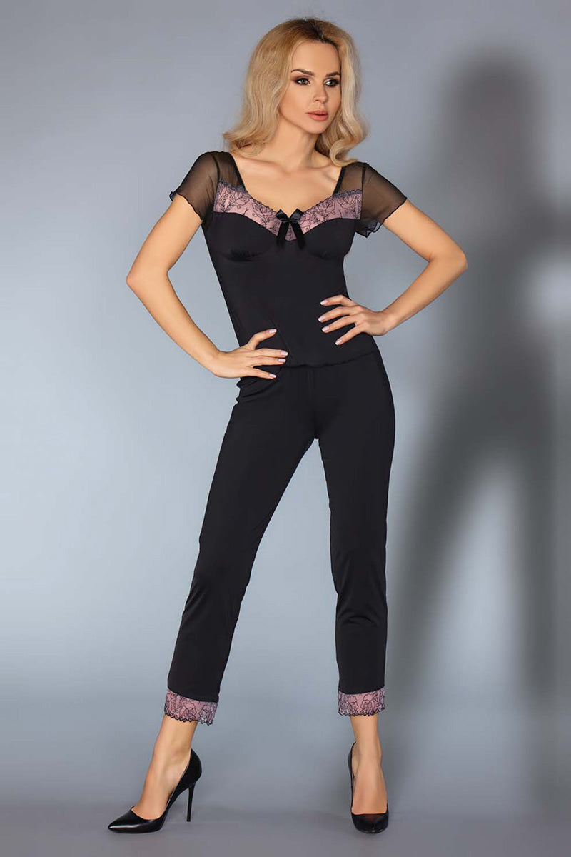 Livia Corsetti Fashion Dorothy Amber Collection Black Lace Pyjamas