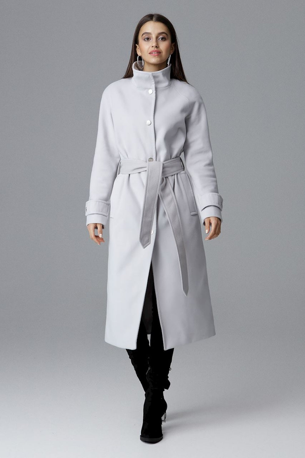 Figl Grey Button Front Coat