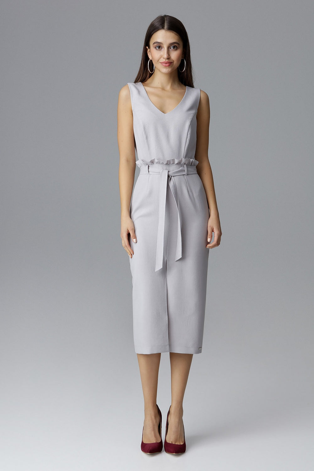 Figl Grey Polyester Bodycon Sleeveless Cocktail Dress