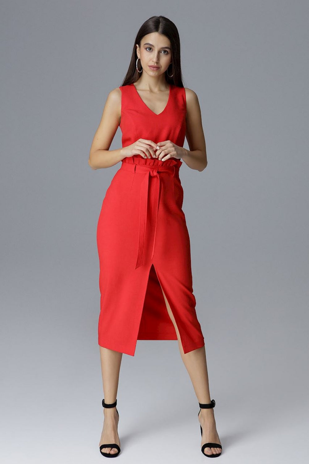 Figl Red Polyester Bodycon Sleeveless Cocktail Dress - view 2