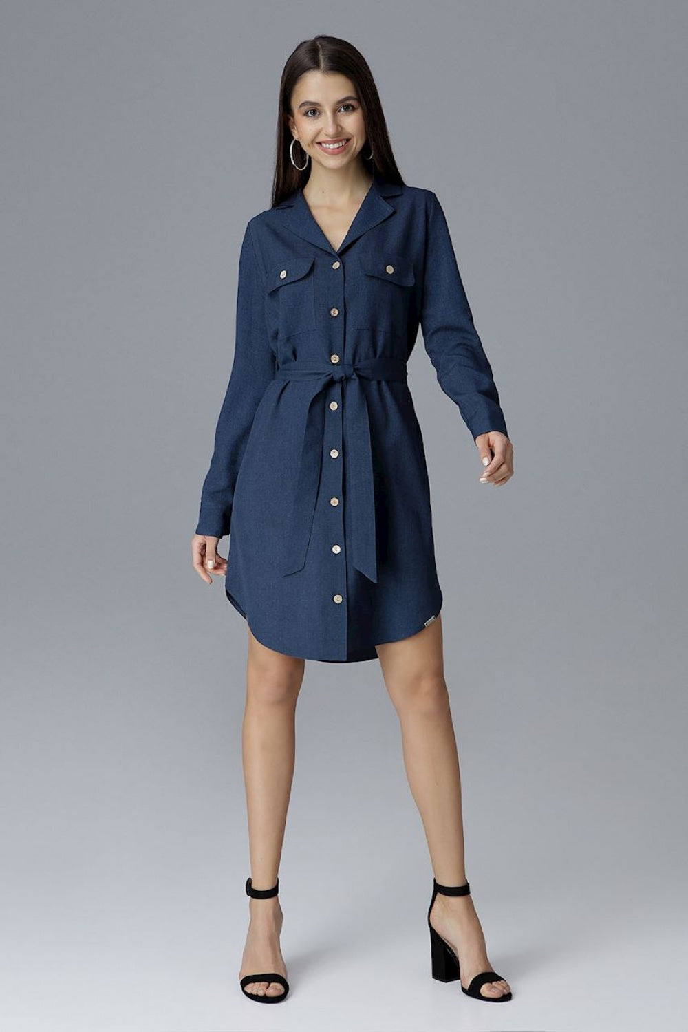 Figl Navy Loose Fit Polyester Dress