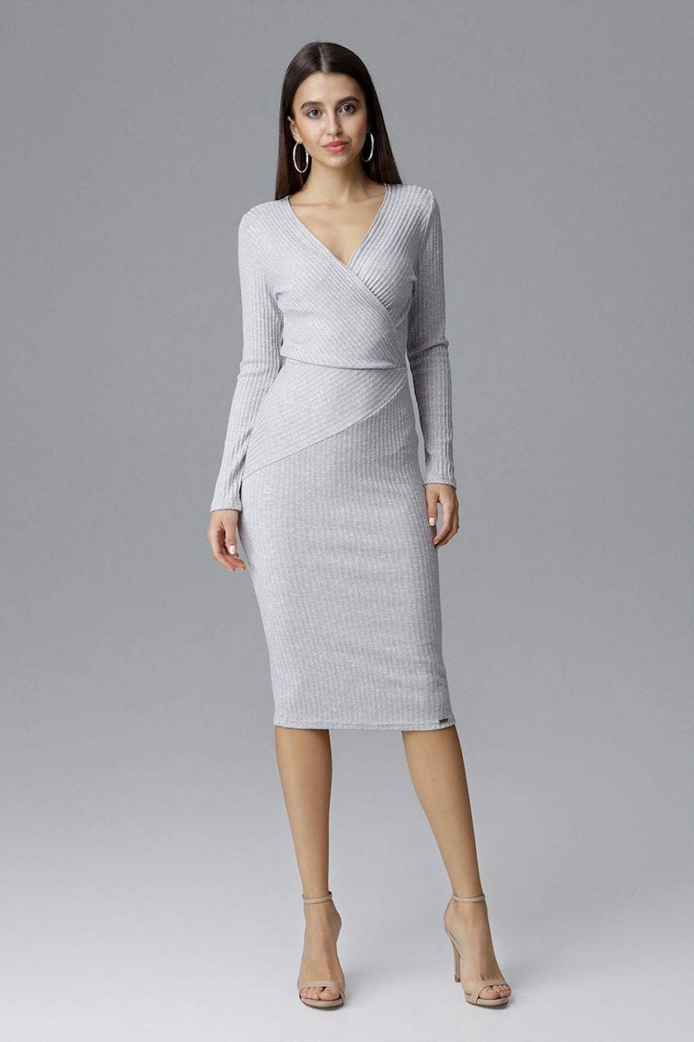 Figl Grey Bodycon Long Sleeve Cocktail Dress - view 2