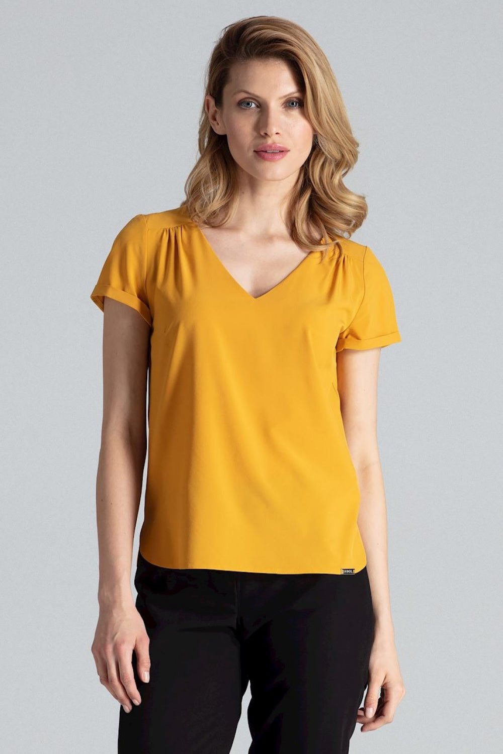 Figl Mustard Pleated Blouse