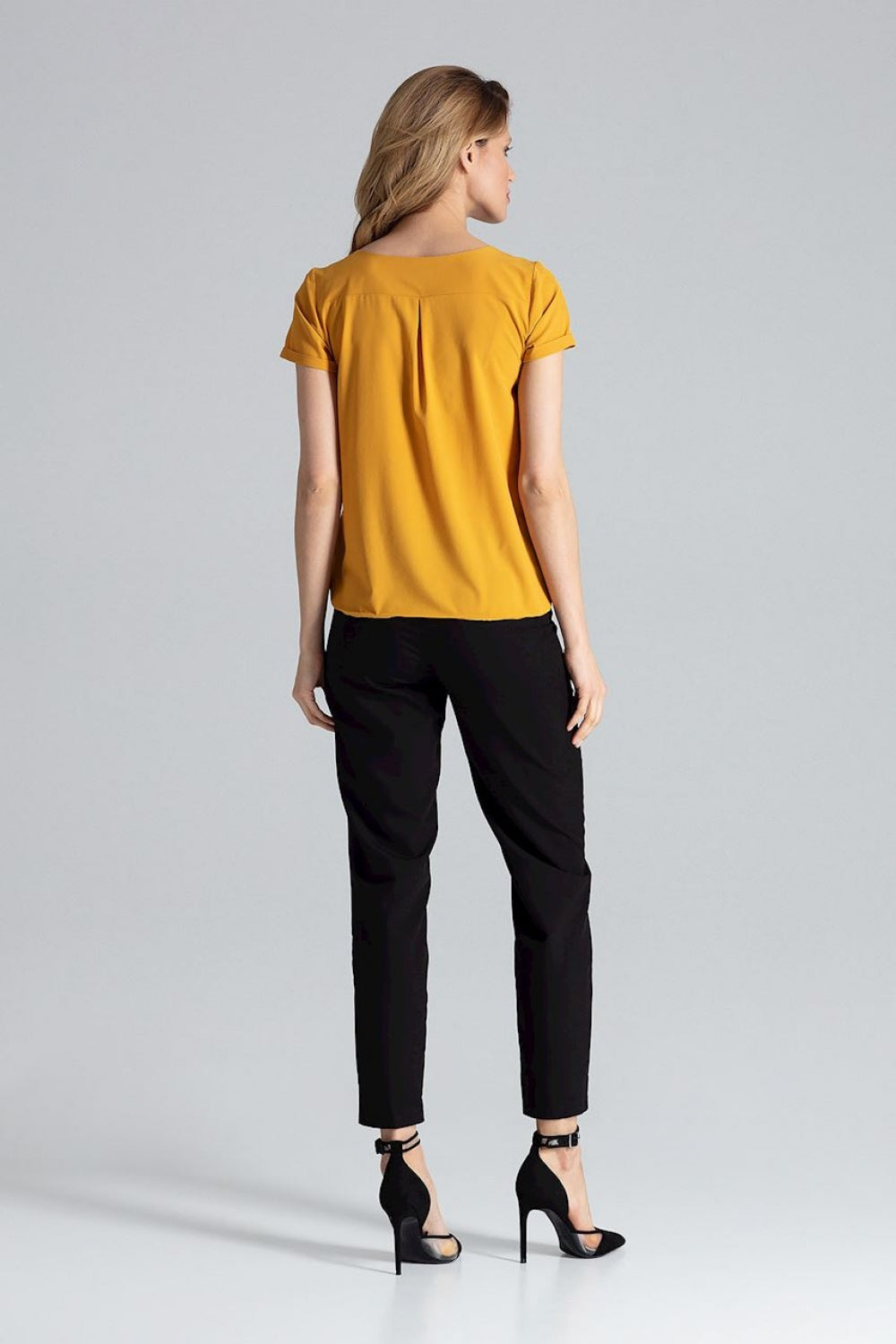 Figl Mustard Pleated Blouse - view 4