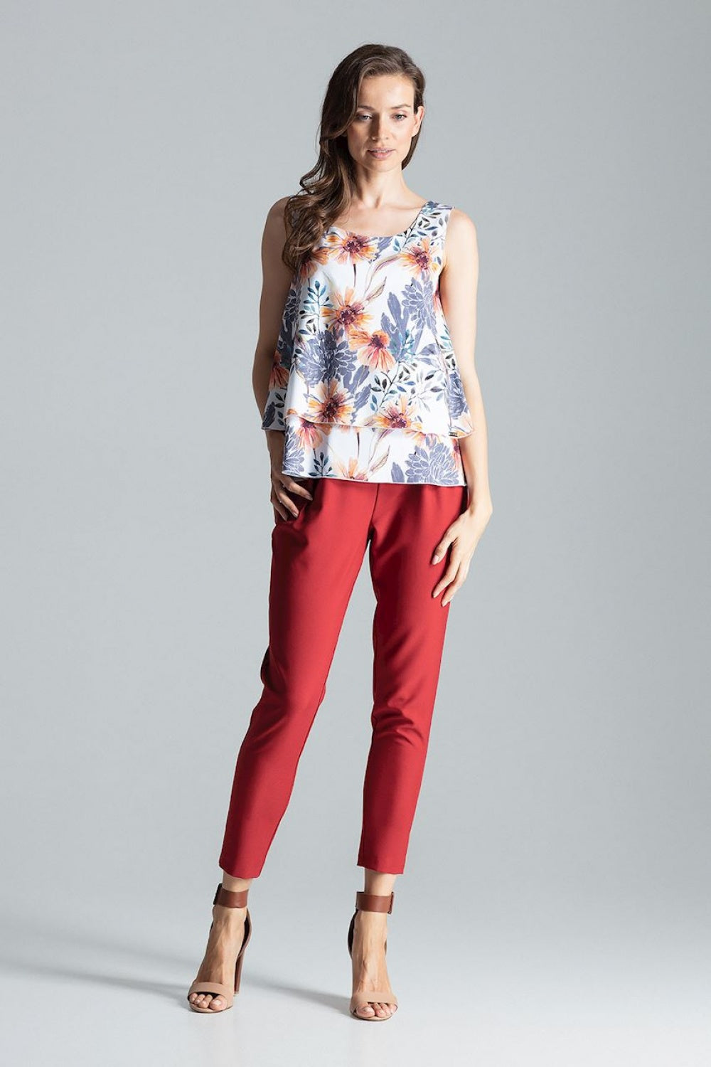 Figl Patterned Flared Sleeveless Blouse - view 2