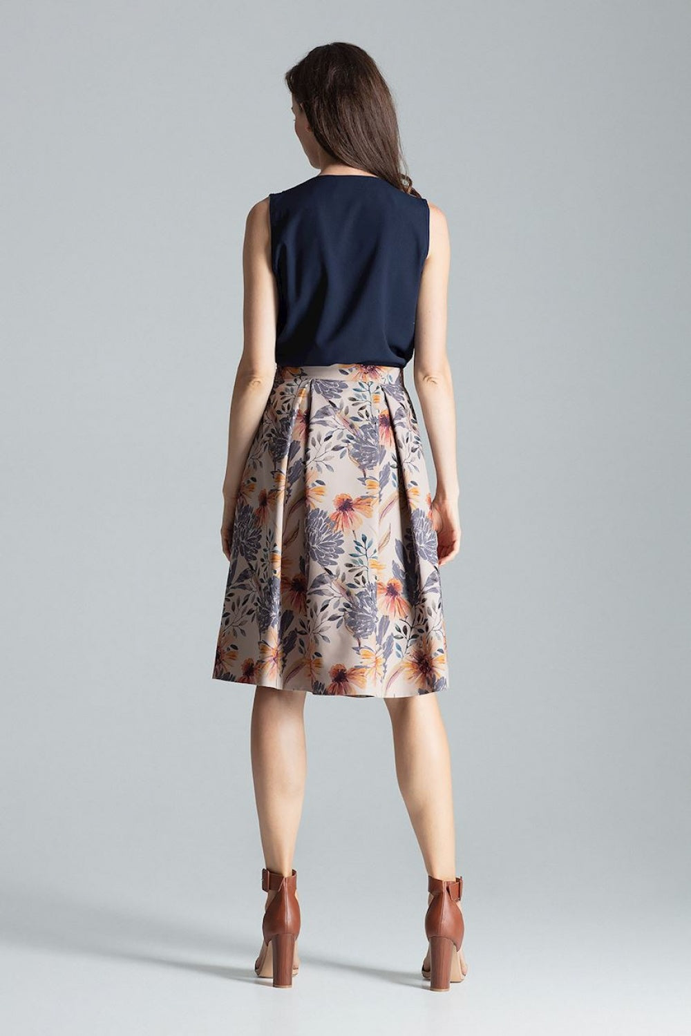 Figl Patterned Asymmetric Pleated Midi Skirt - view 3