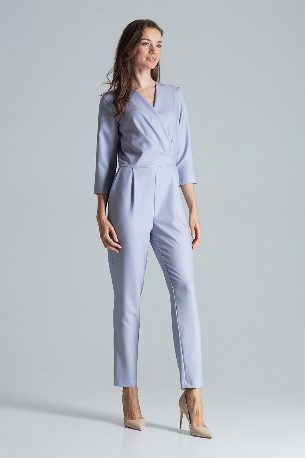 Figl Grey Polyester Wrap Jumpsuit - view 4