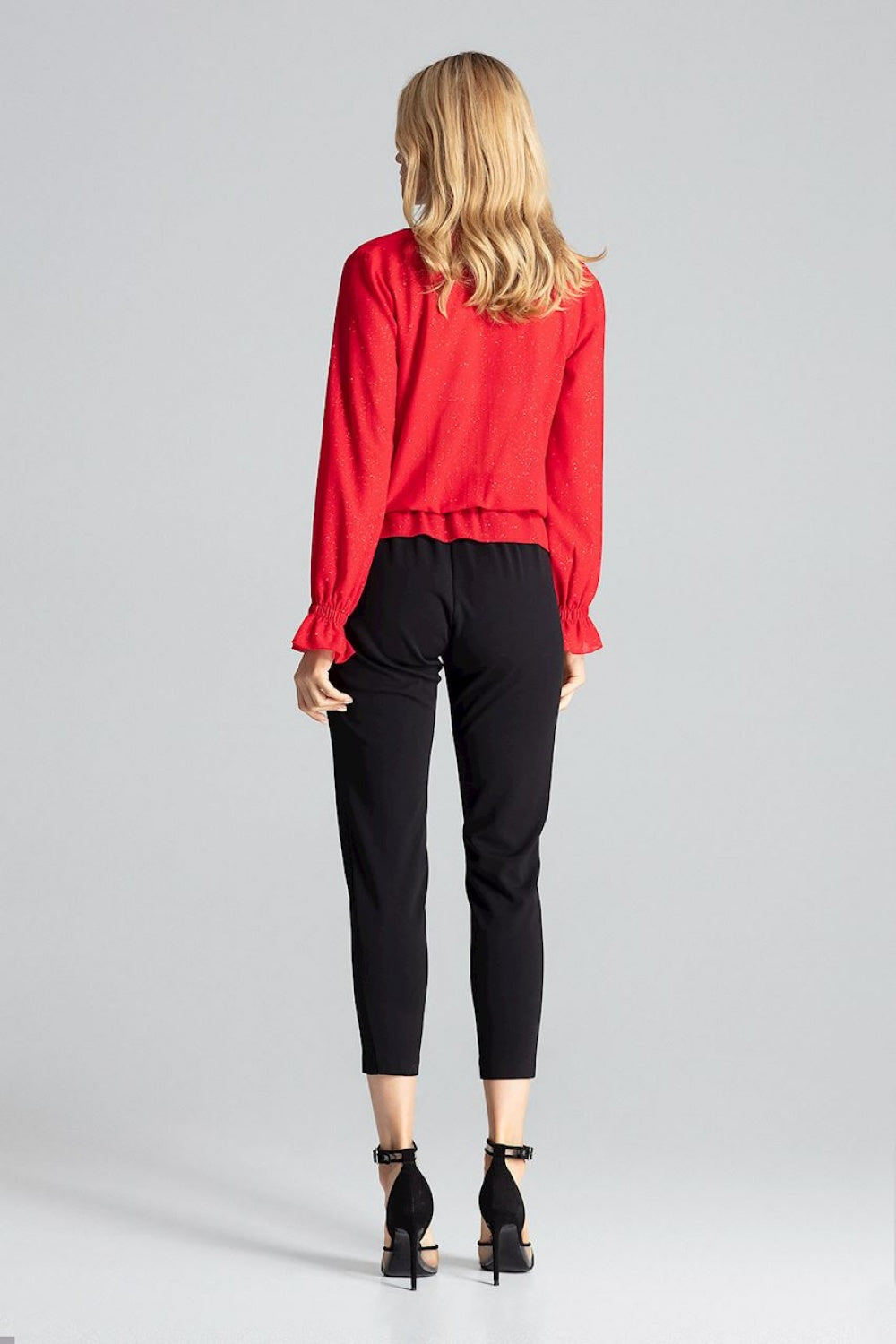 Figl Red Wrap Long Sleeve Blouse - view 3