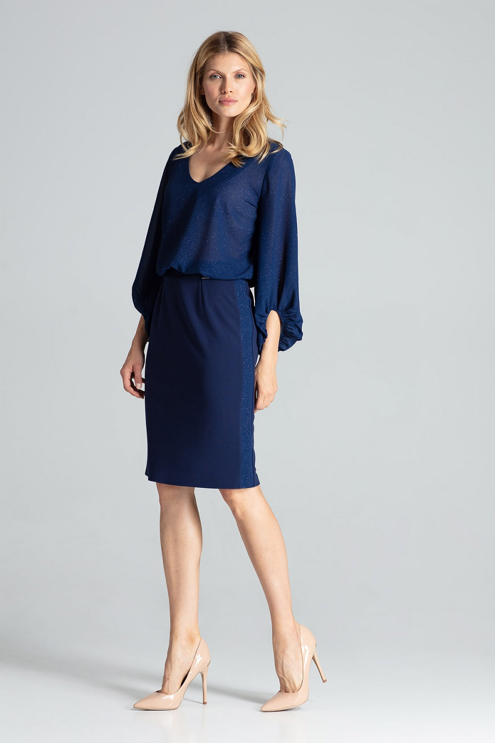 Figl Navy Polyester Midi Skirt - view 2