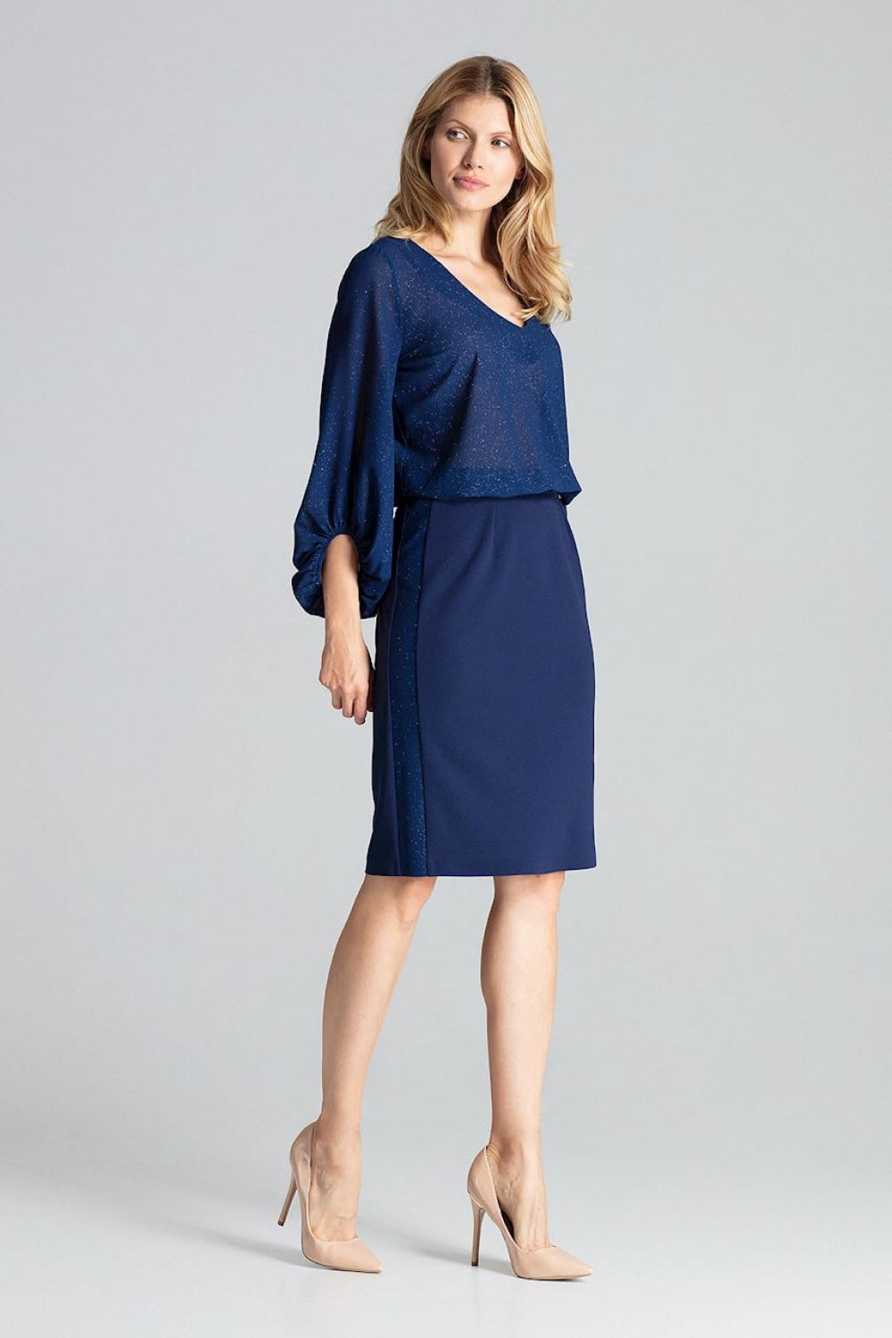Figl Navy Polyester Midi Skirt - view 4