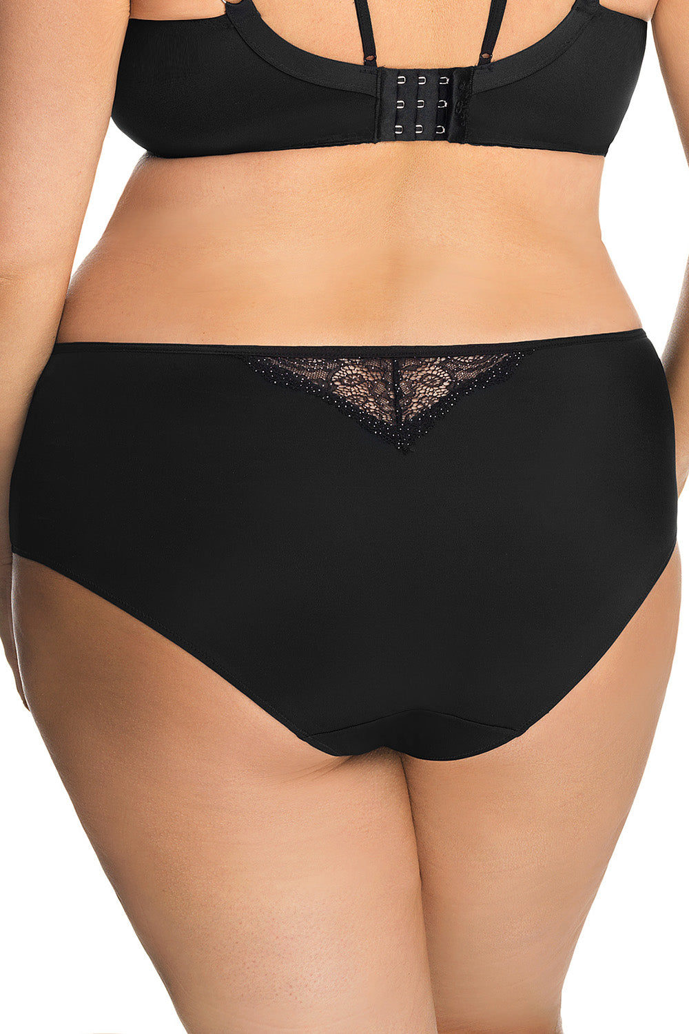 Gorsenia Lingerie Glossy Black Lace Striped Knickers - view 3