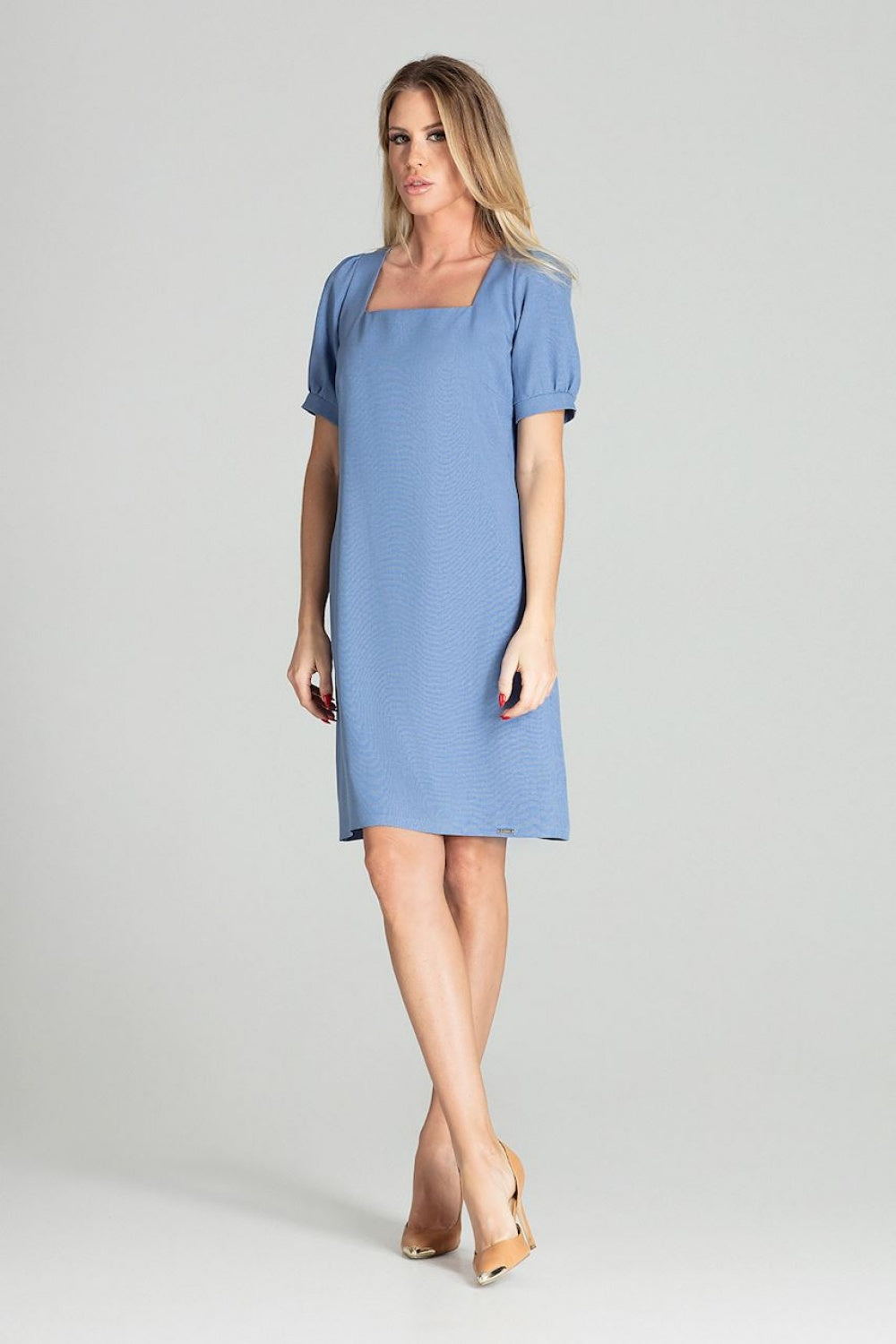 Figl Blue Square Neck Midi Dress