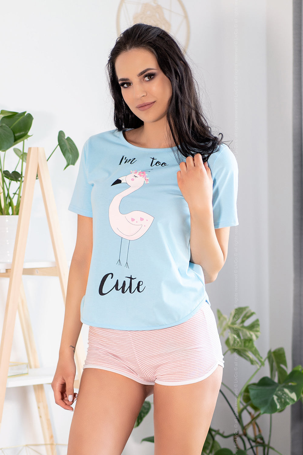 Livia Corsetti Fashion Cute Flamant Pink Striped Pyjamas
