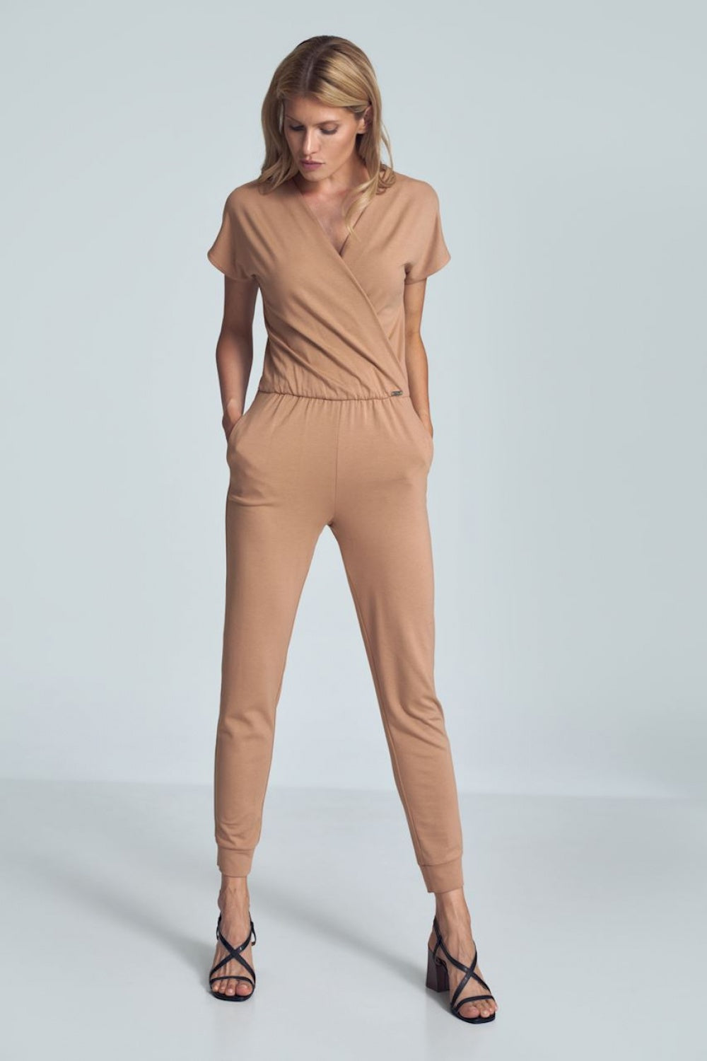 Figl Beige Wrap Jumpsuit