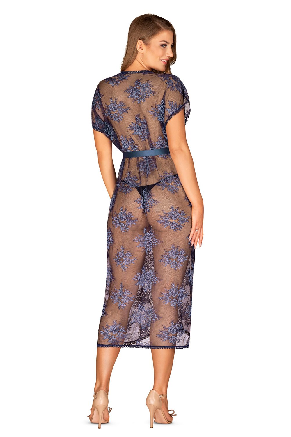 Obsessive Flowlace Blue Lace Dressing Gown - view 2