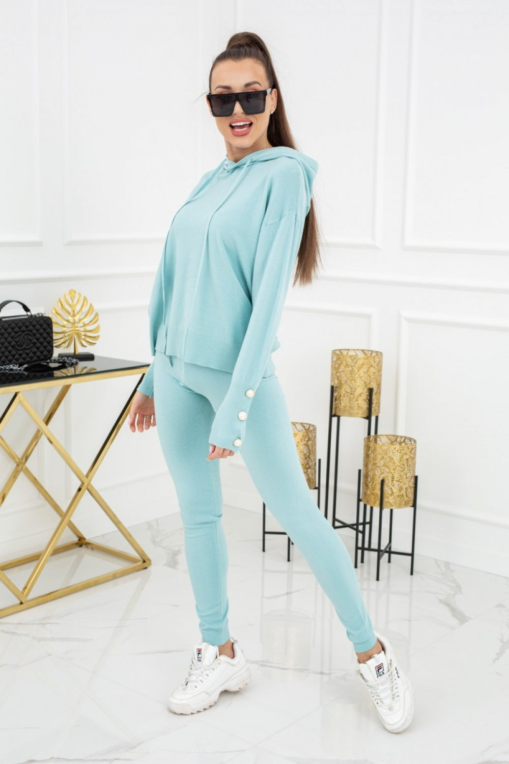 Vittoria Ventini Kim Pearl Buttons Mint Co-Ord Set
