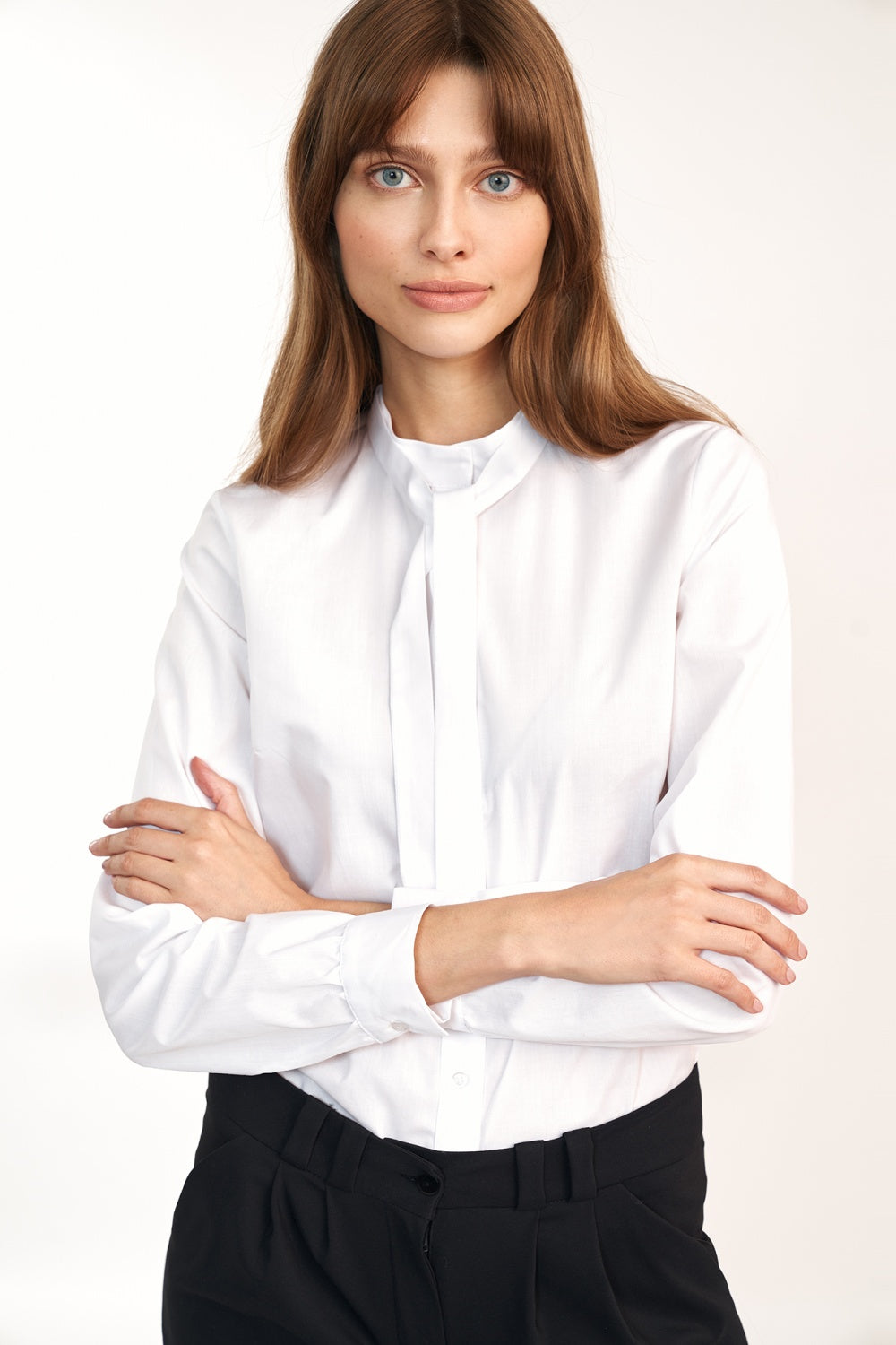 Nife White Cotton Long Sleeve Top - view 4