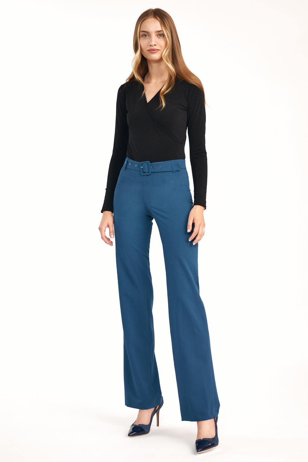 Nife Azure Blue Flared Trousers