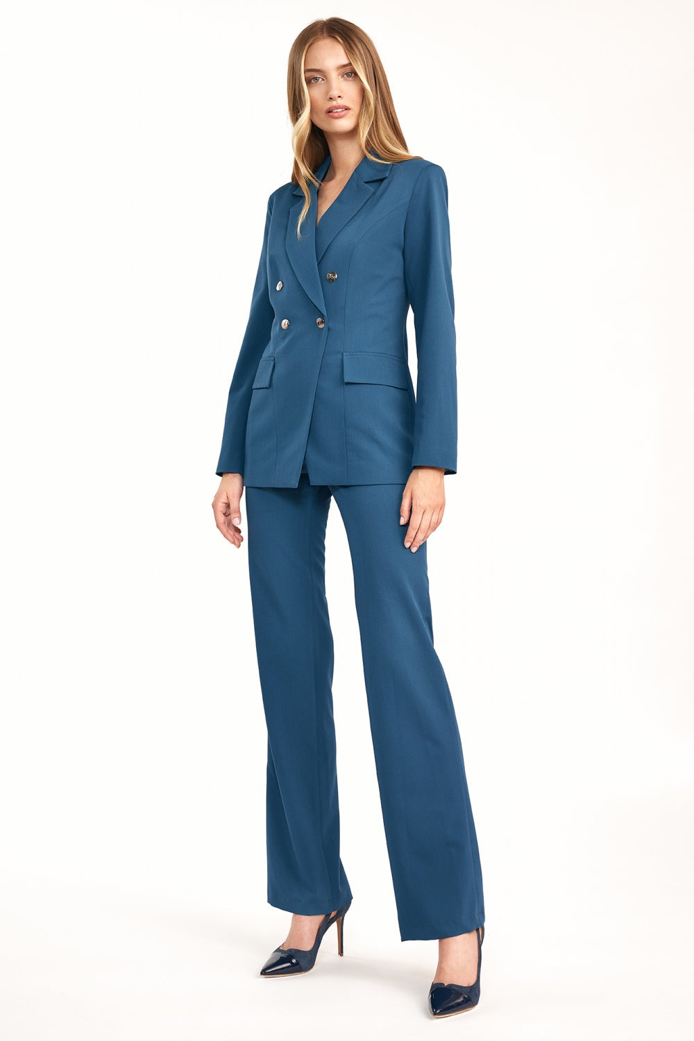 Nife Azure Blue Flared Trousers - view 2