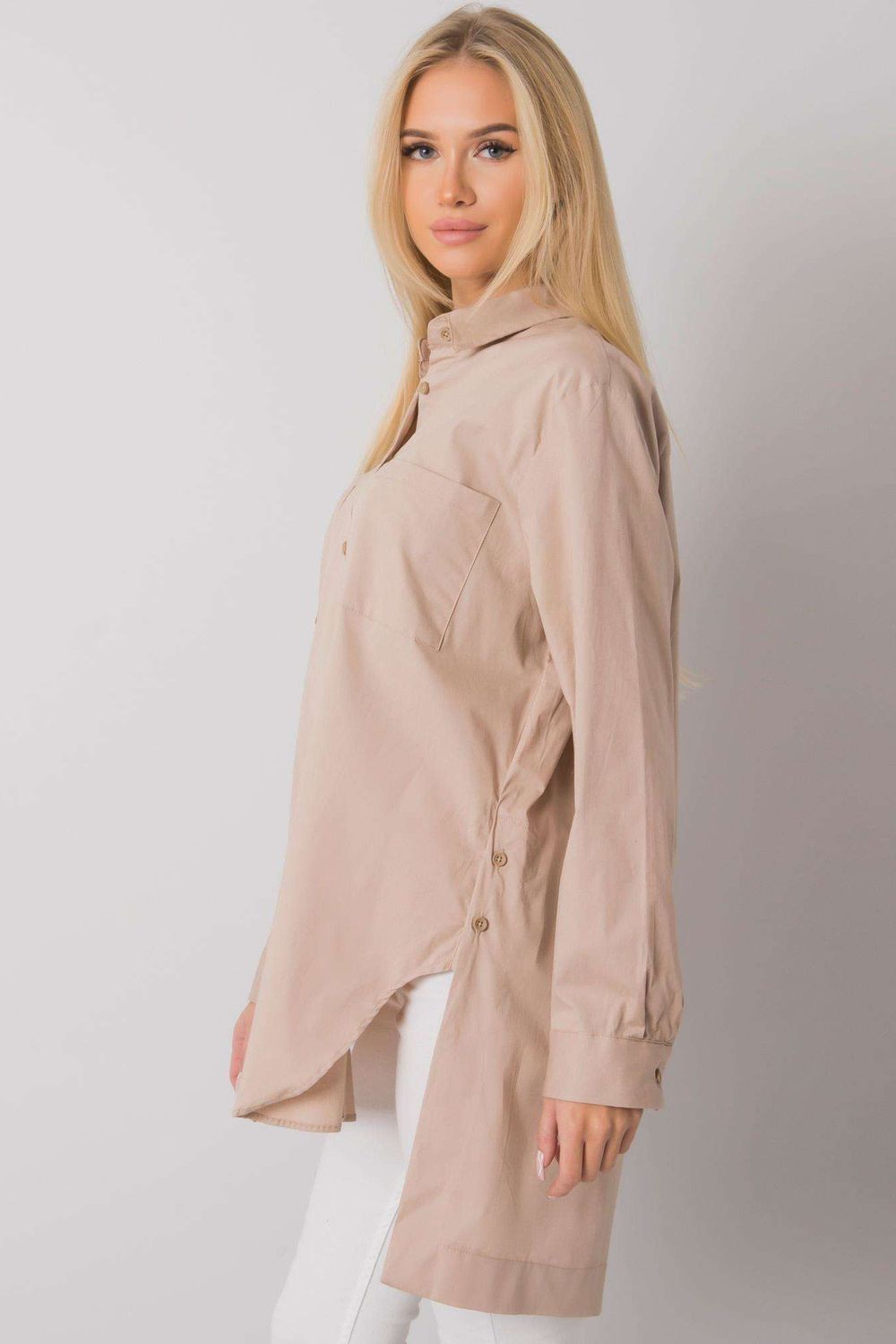 Ex Moda Beige Cotton Long Sleeve Top - view 3