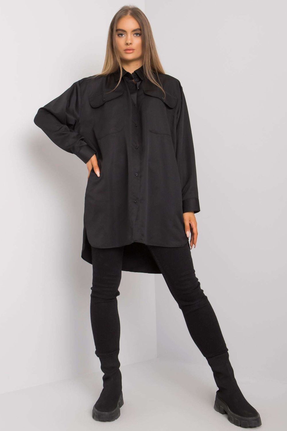 Ex Moda Black Cotton Long Sleeve Top - view 2