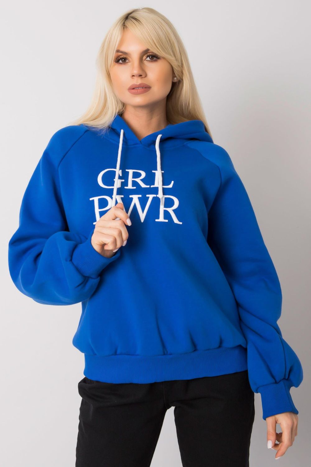 Ex Moda Cobalt Blue Oversized Hooded Sweatshirt