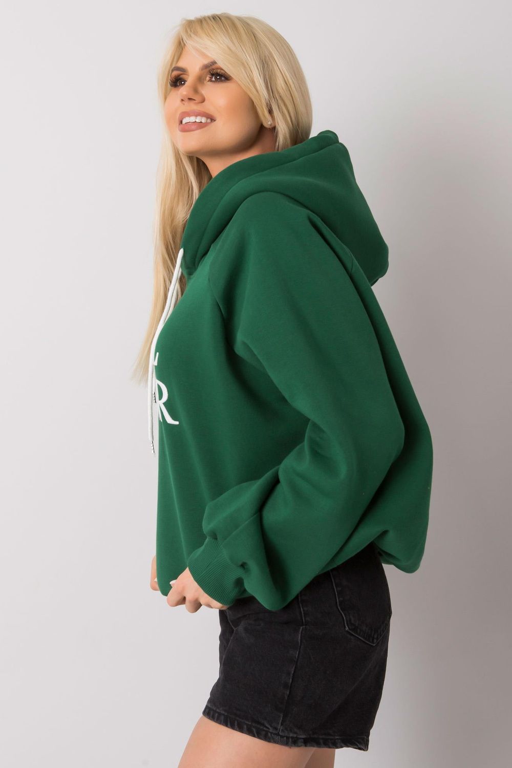 Ex Moda Dark Green Oversized Hooded Sweatshirt - view 3