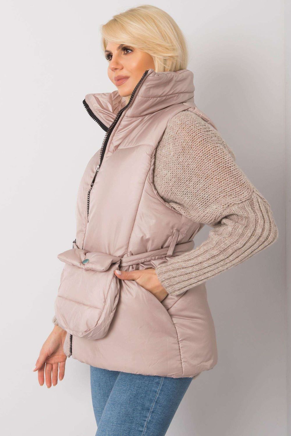 Ex Moda Beige Zip Up Gilet - view 2