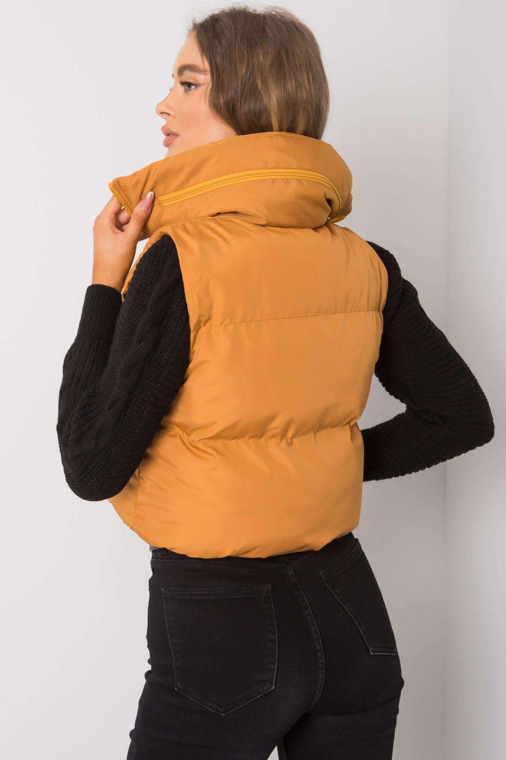 Ex Moda Dark Yellow Hooded Zip Up Gilet - view 3