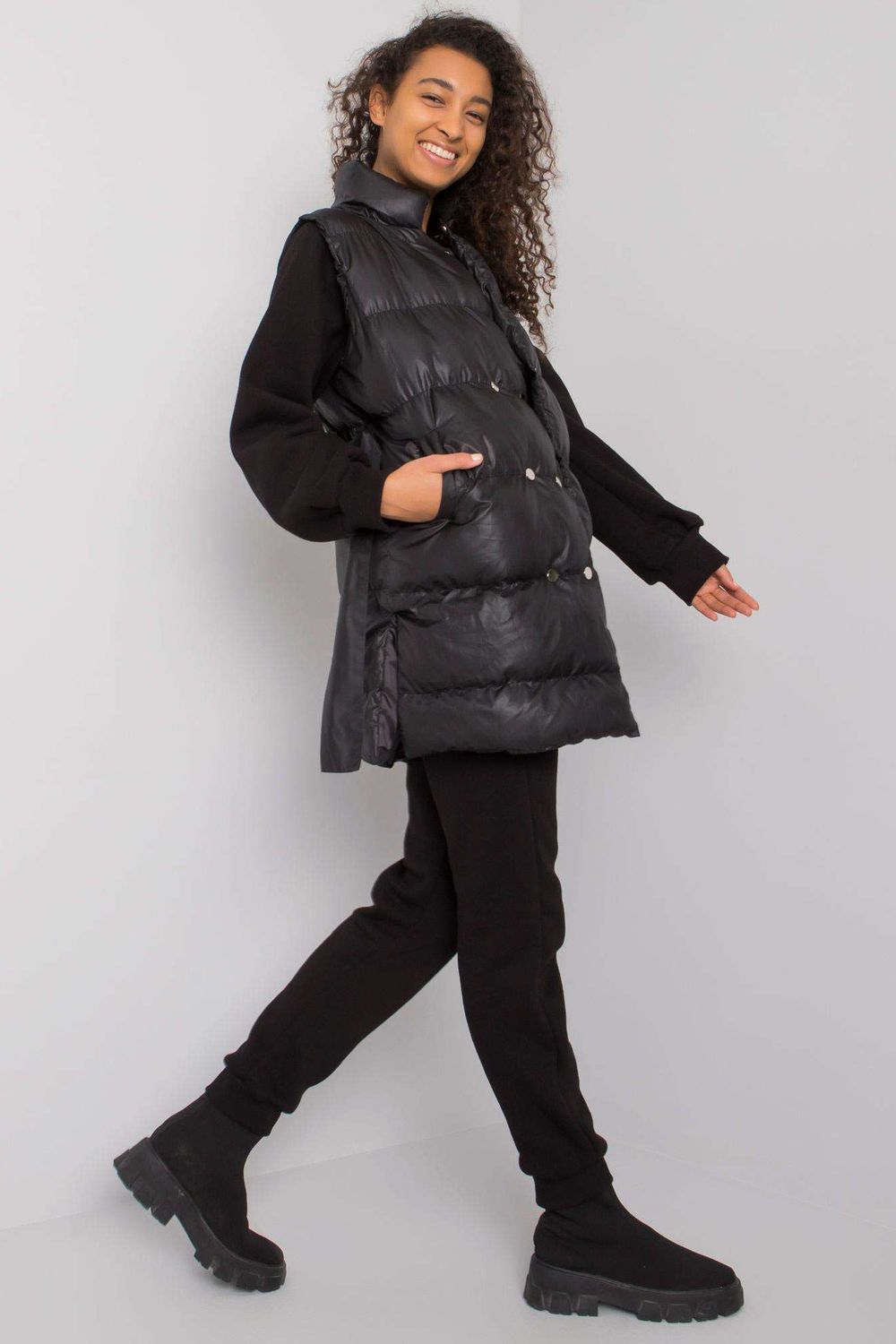 Ex Moda Black Straight Long Sleeve Co-Ord Set - view 2