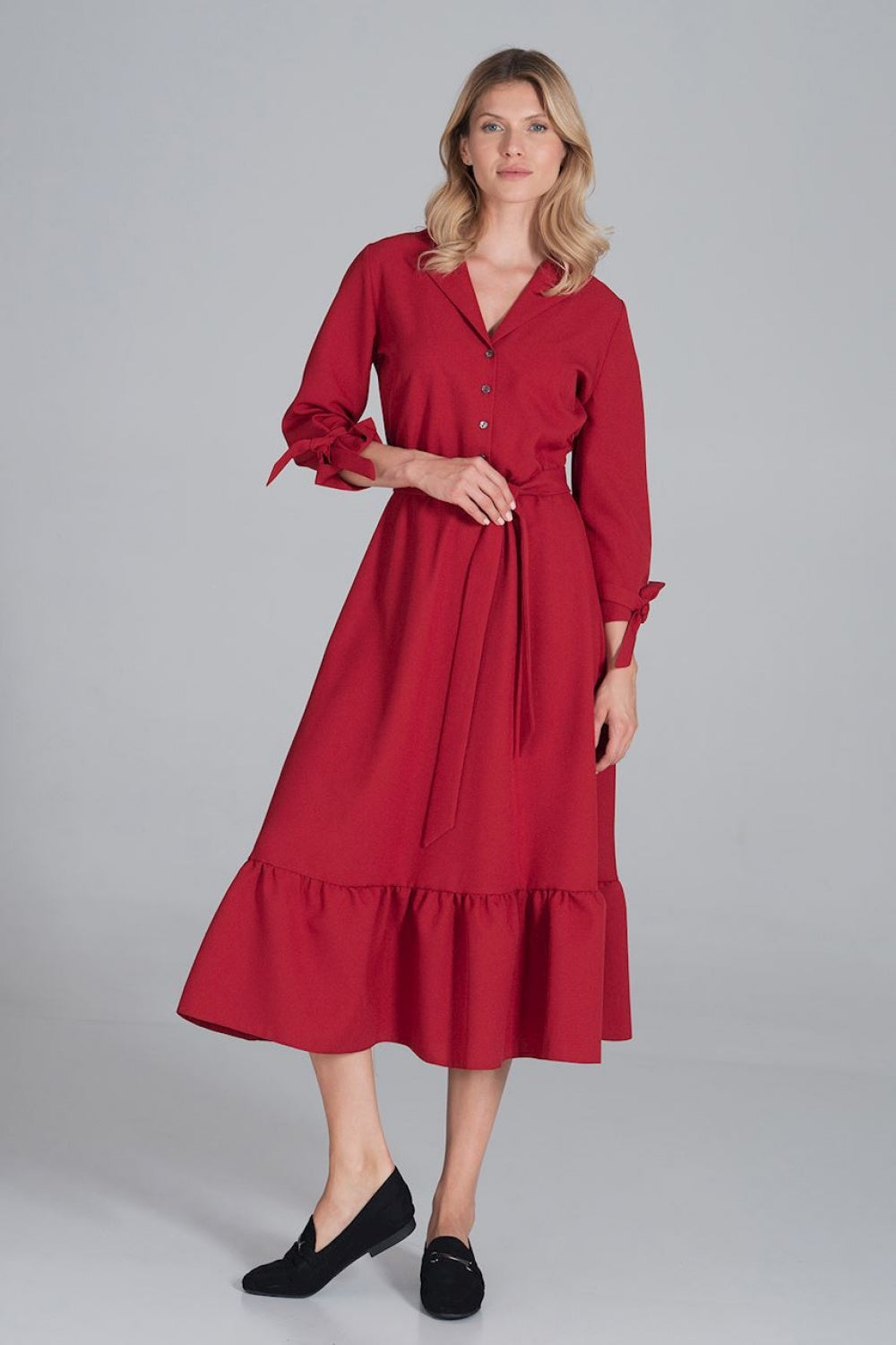 Figl Red Maxi Flared Dress