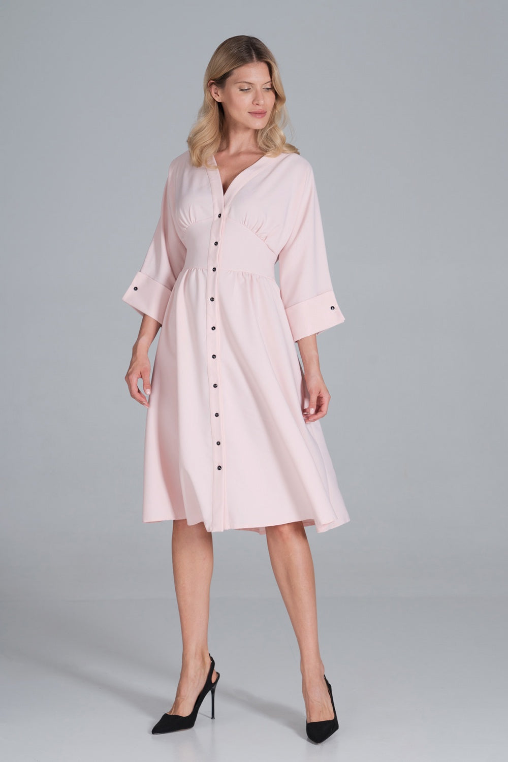 Figl Pink Polyester Midi Flared Dress - view 2