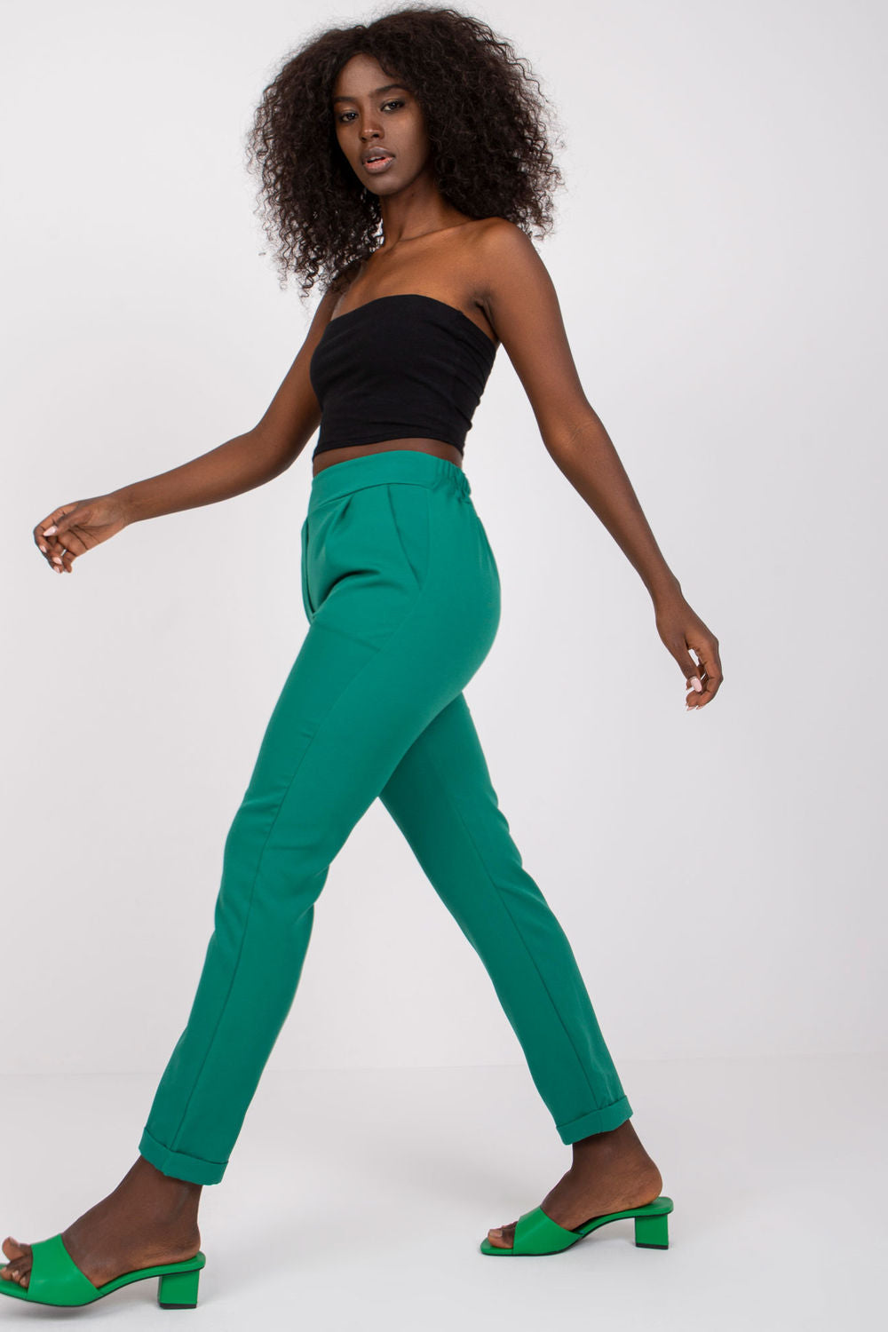Italy Moda Green High Waisted Trousers - view 2