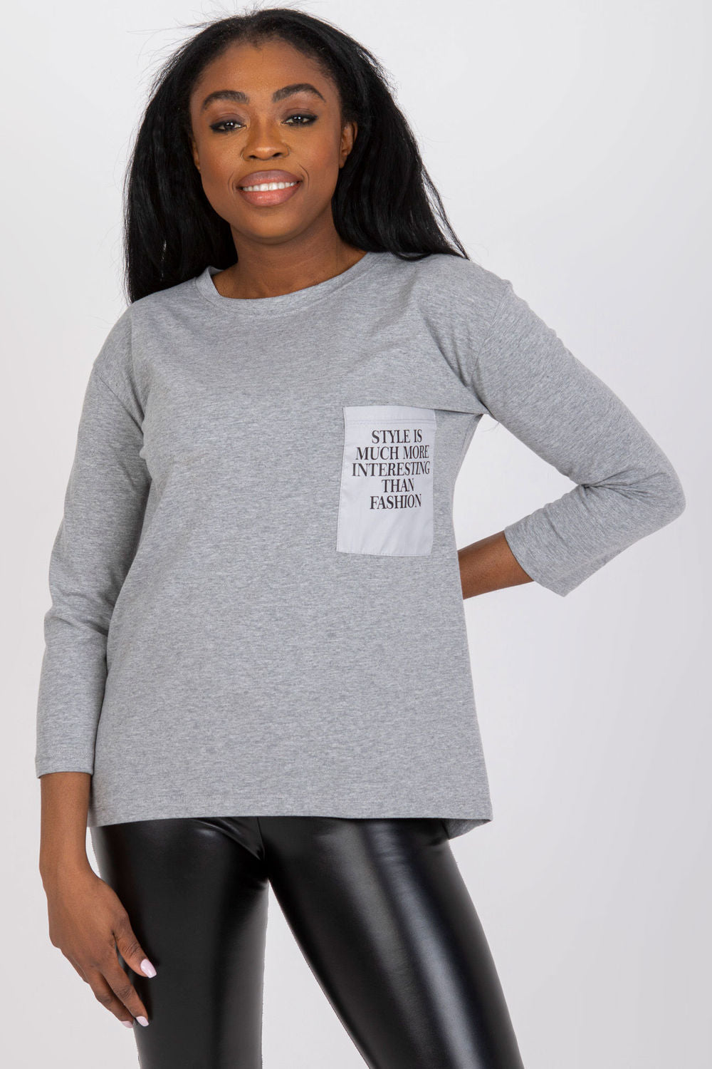 Ex Moda Grey Long Sleeve Blouse