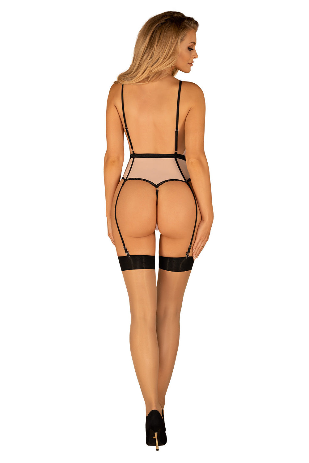Obsessive Lilines Pink Lace Suspender Bodysuit - view 2