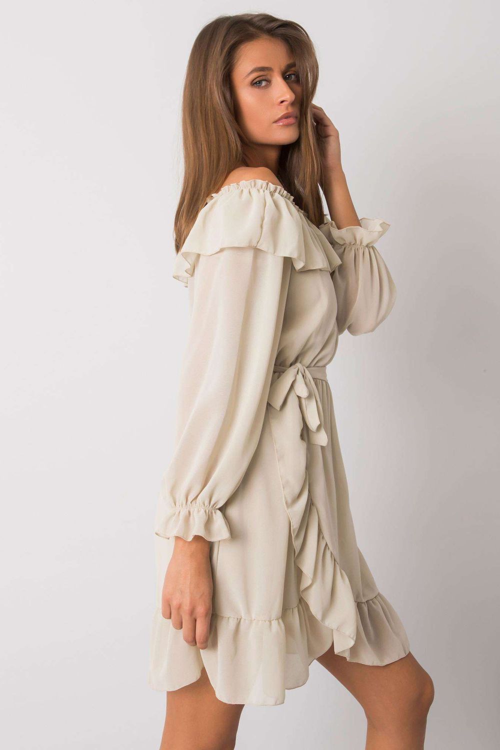 Och Bella Beige Long Sleeve Dress - view 2