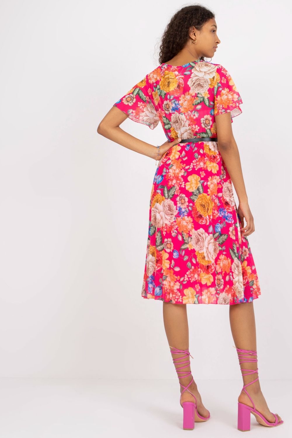 Italy Moda Pink Floral Wrap Dress - view 3