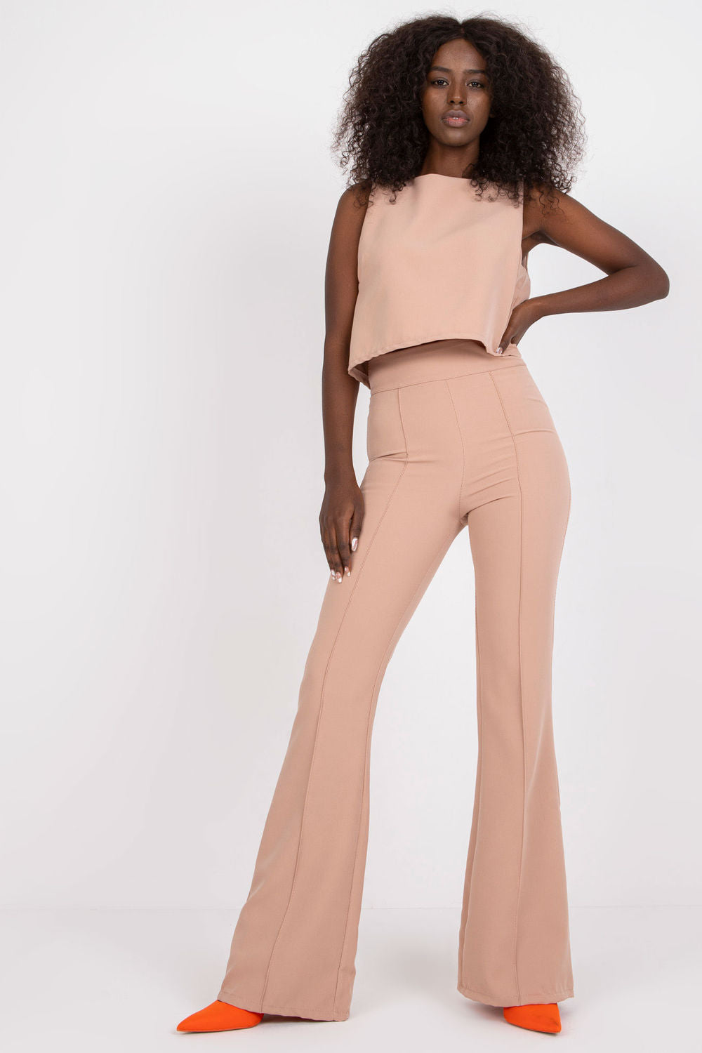 Italy Moda Light Pink High Waisted Short Sleeve Co-Ord Set