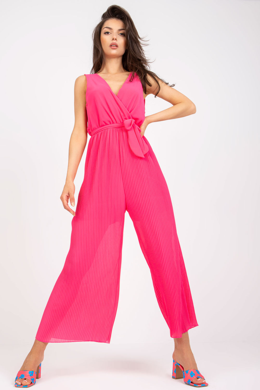 Italy Moda Pink Wrap Sleeveless Jumpsuit