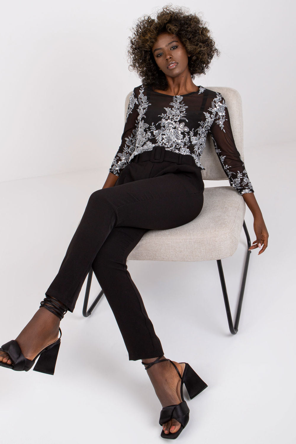 Italy Moda Black High Waisted Trousers