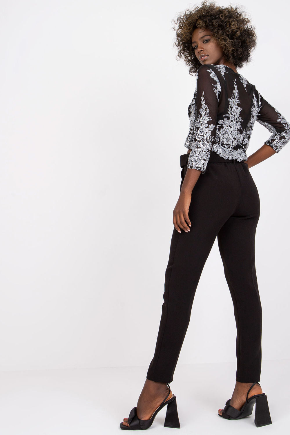 Italy Moda Black High Waisted Trousers - view 3