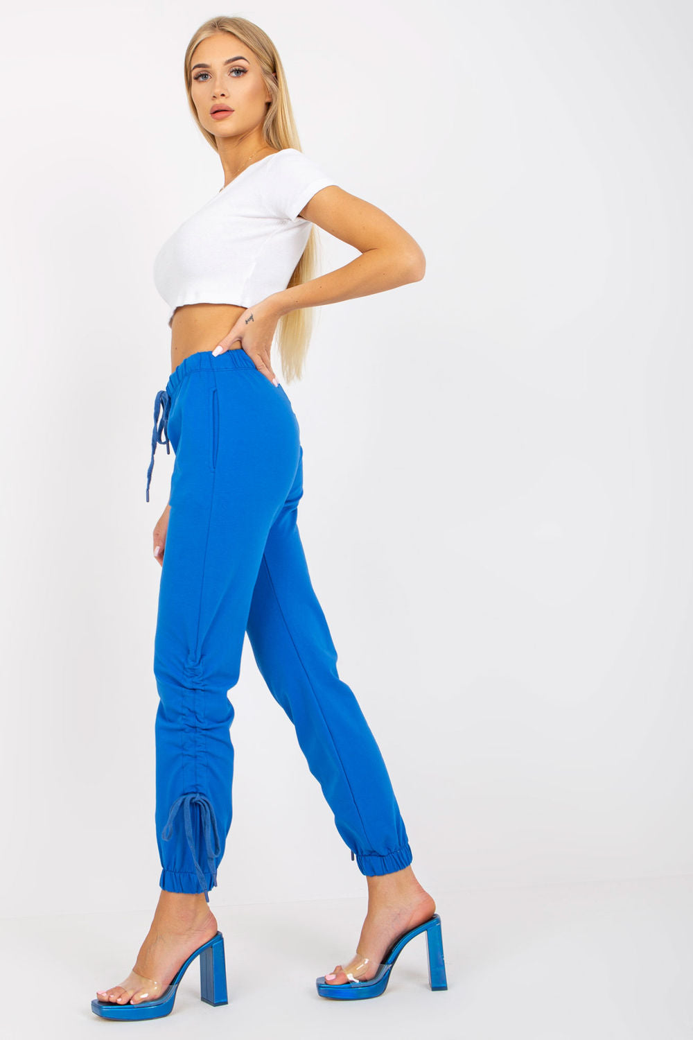 Relevance Blue Cotton Joggers - view 2
