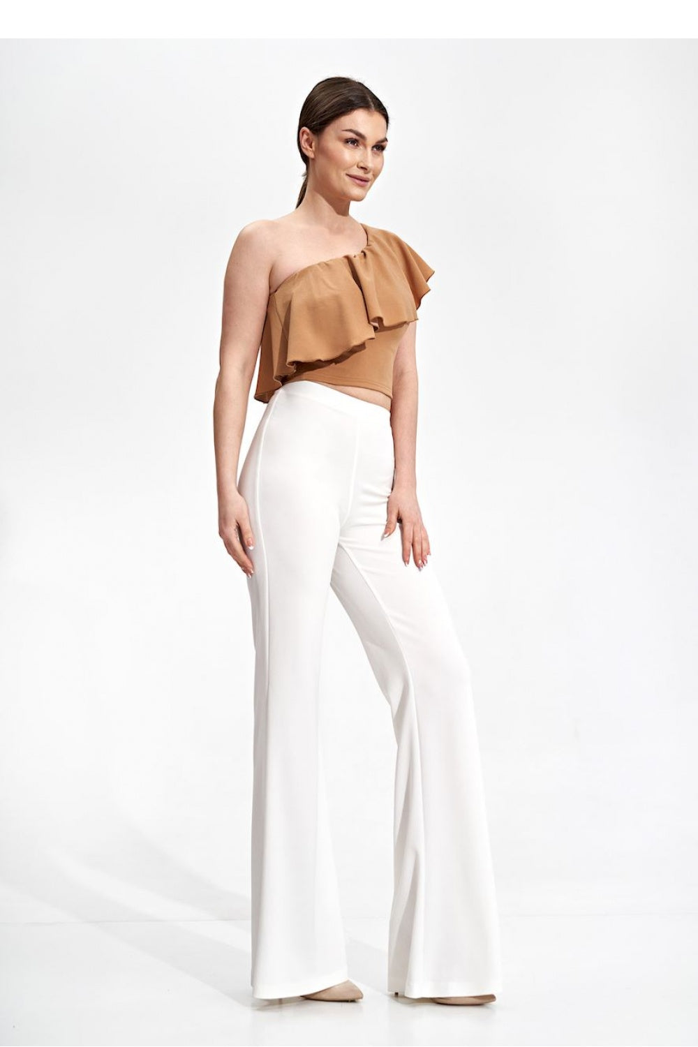 Figl Beige Cropped Blouse