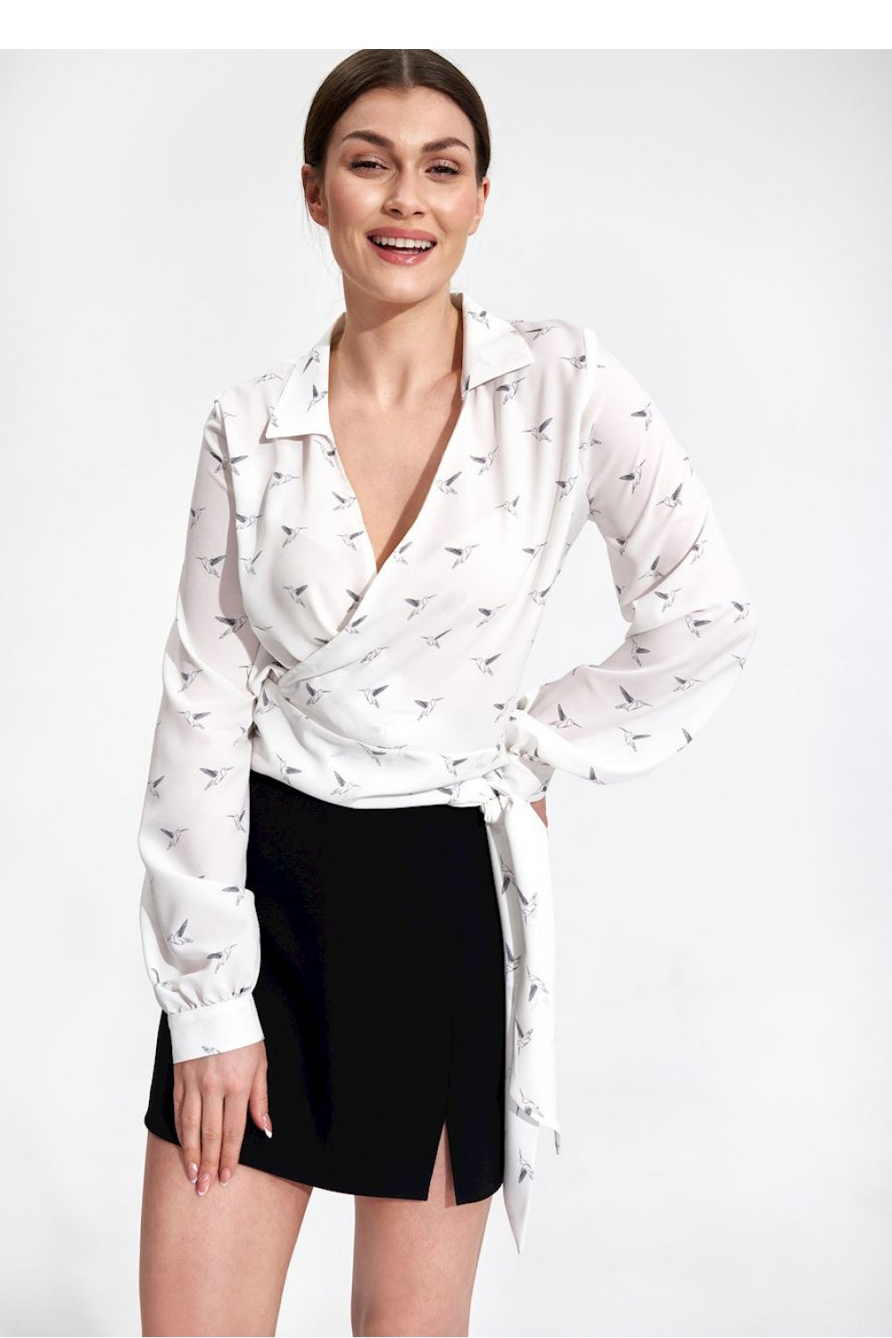 Figl Ecru Pleated Blouse with Belt