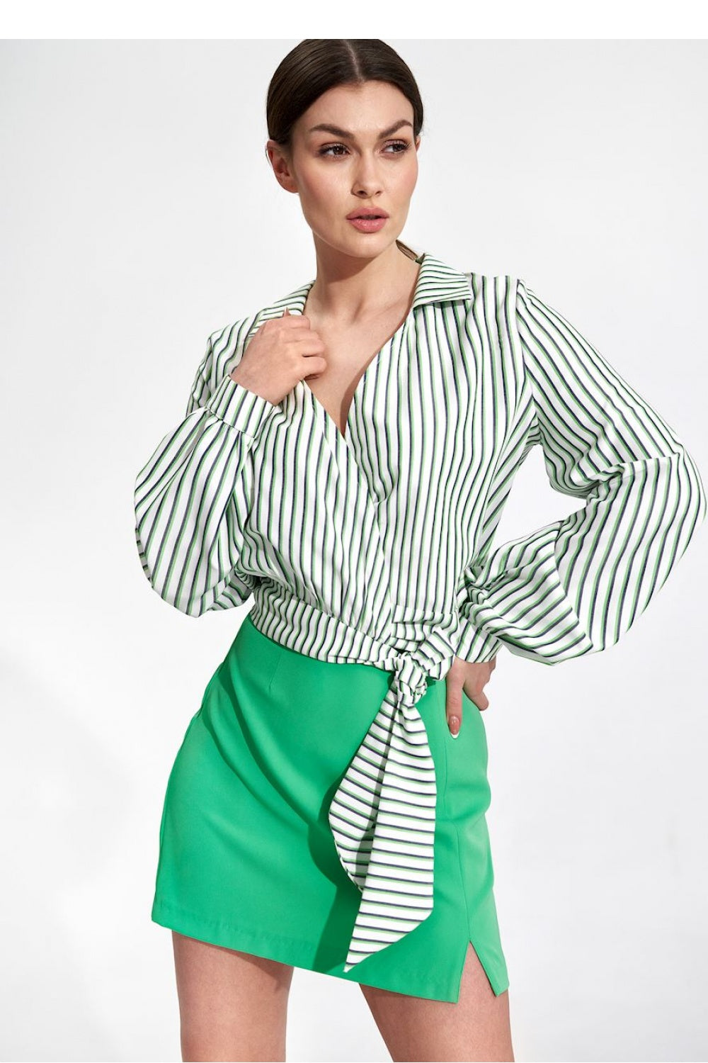 Figl Patterned Pleated Blouse