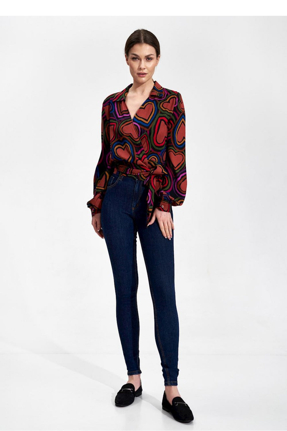 Figl Patterned Viscose Pleated Blouse - view 2