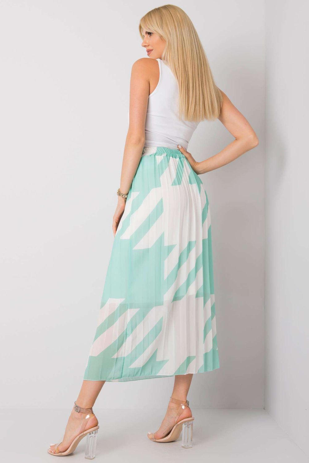 Italy Moda Light Green Pleated Skirt - view 3