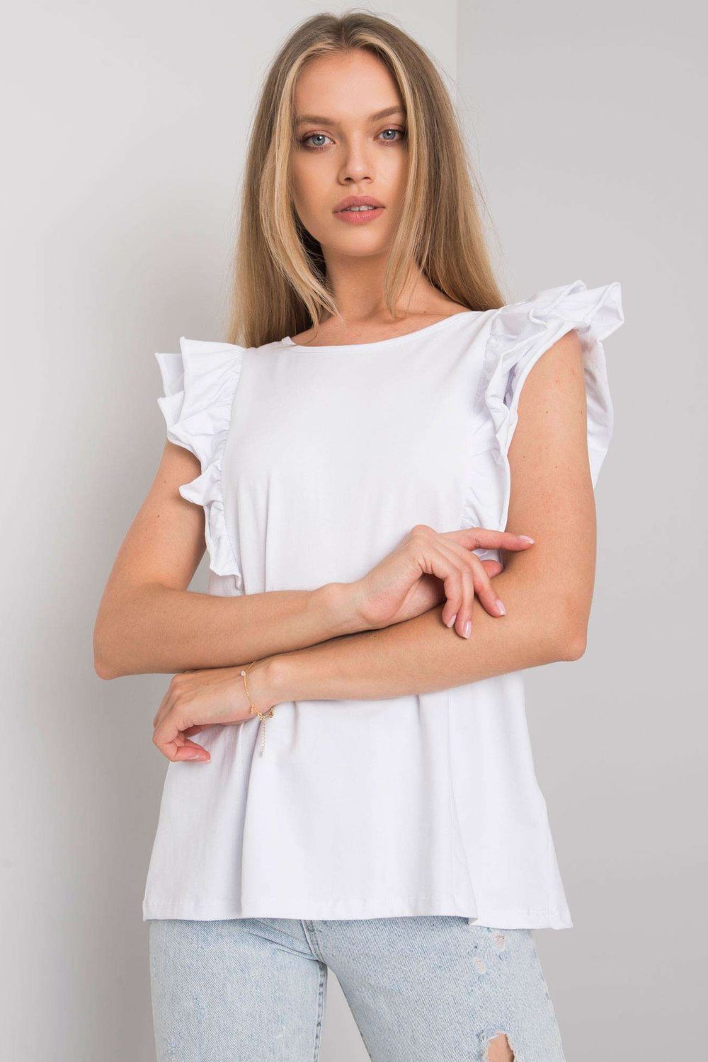 Och Bella White Cut Out Short Sleeve Blouse