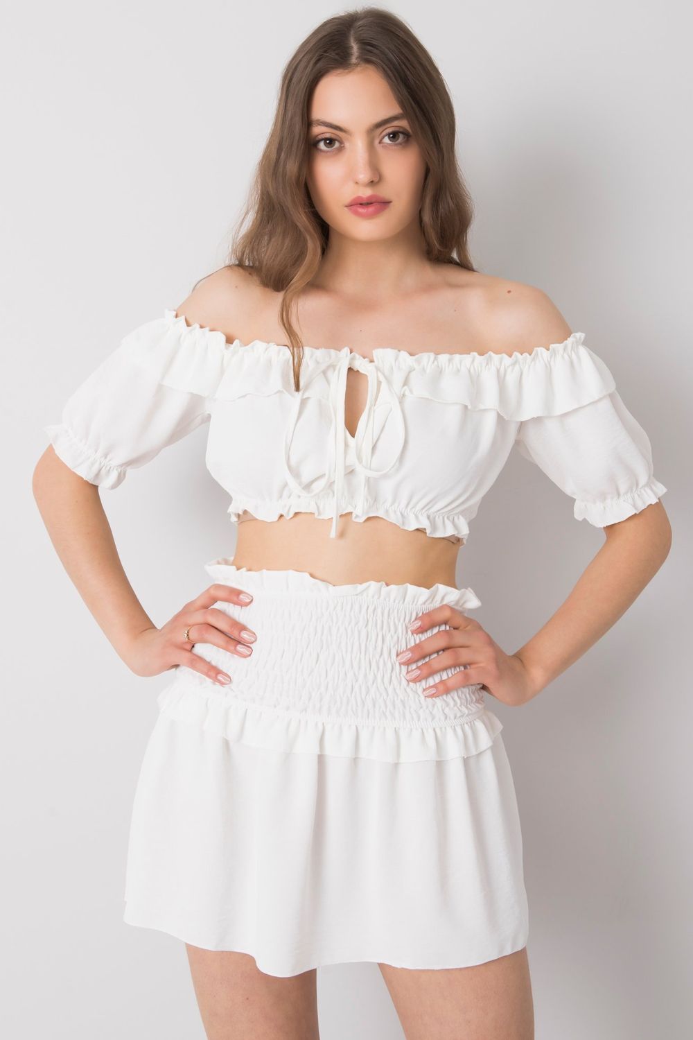 Och Bella White Short Sleeve Blouse